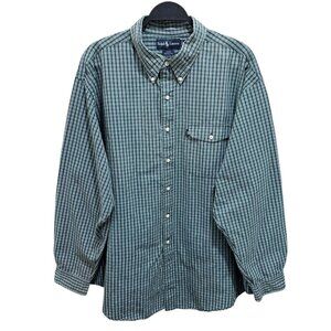 Ralph Lauren VINTAGE Size XXL CREEK Green Blue Plaid Classic Long Sleeve‎ Shirt
